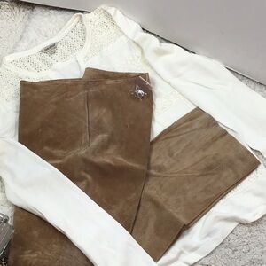 AMI tan suede straight leg pants 8 NWOT